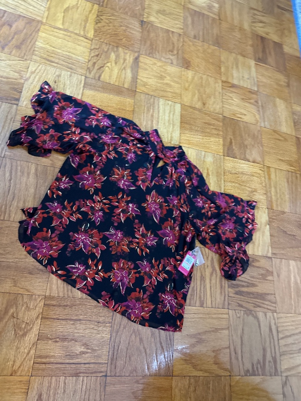 Vince Camino tick black sleigh all day top, black/rust/fuschia/gold, 2X, NWT